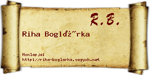 Riha Boglárka névjegykártya